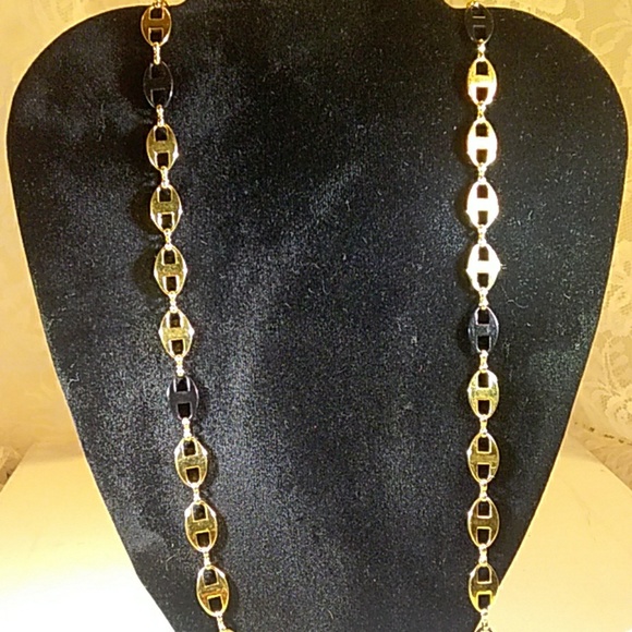 JBK Black & Gold Long Link Necklace 36" with 3.5 " extender - Picture 4 of 5